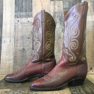 J Chisholm Vintage Western Brown Cowboy Boots Mens 9.5 D